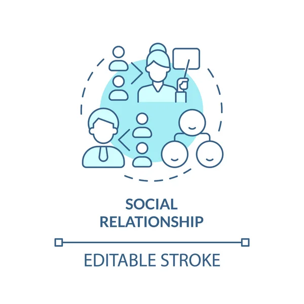 Icono Concepto Azul Relación Social Empleado Relaciones Patronales Genograma Datos — Vector de stock