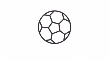 Animasyon futbol topu doğrusal simgesi. Zıplayan ve dönen top. Spor malzemeleri. Futbol maçı. Şeffaf arkaplanda alfa kanalı olan kusursuz HD video. Taslak hareketli grafik canlandırması