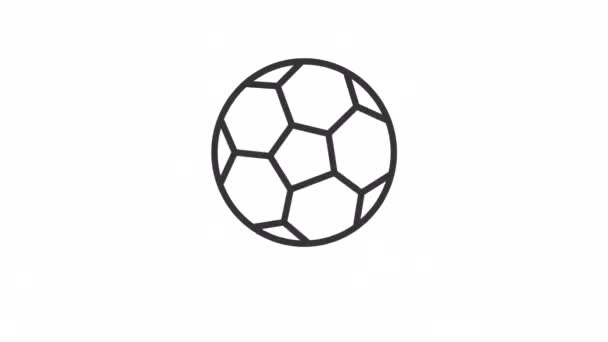 Geanimeerde Voetbal Bal Lineaire Pictogram Stuiterende Draaiende Bal Sportuitrusting Een — Stockvideo