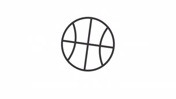 篮球线形动画 弹球和旋转球 运动器材 团队精神无缝隙循环高清视频与透明背景的阿尔法通道 轮廓运动图形动画 — 图库视频影像