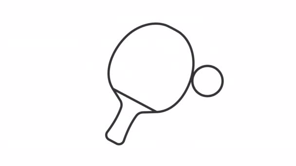 乒乓球线形动画 帕特尔击中球 乒乓球器材 运动服 无缝隙循环高清视频与透明背景的阿尔法通道 轮廓运动图形动画 — 图库视频影像