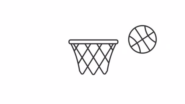 Линейная Анимация Свободного Броска Баскетбол Мяч Корзина Спортивная Деятельность Оборудование — стоковое видео