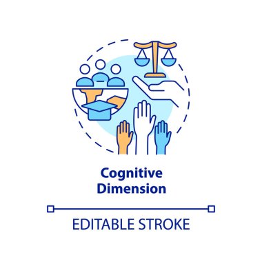 Kavramsal boyut konsepti ikonu. İnsan haklarını anlamak. Soyut fikir ince çizgi illüstrasyonunu öğrenmenin GCED alanı. İzole bir taslak çizim. Düzenlenebilir felç. Arial, Myriad Pro-Kalın yazı tipleri