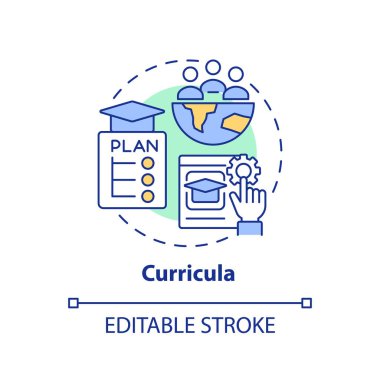 Curricula concept icon. Education for sustainable development. Classroom strategy abstract idea thin line illustration. Isolated outline drawing. Editable stroke. Arial, Myriad Pro-Bold fonts used clipart