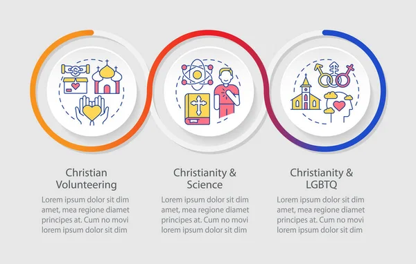 Współczesne Chrześcijaństwo Pętli Infograficzny Szablon Religia Wizualizacja Danych Etapami Edytowalny — Wektor stockowy