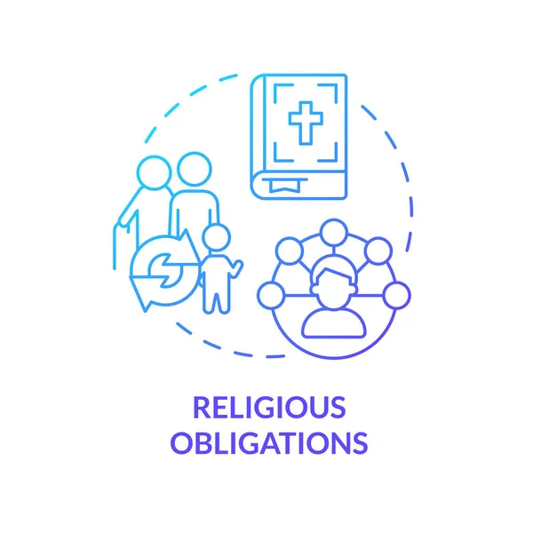 Obligations Religieuses Icône Concept Dégradé Bleu Traditions Recherche Généalogique Motivation — Image vectorielle