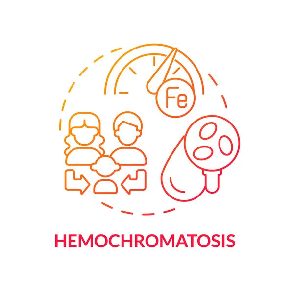 Hemochromatoza Czerwona Ikona Gradientu Zaburzenia Krwi Historia Zdrowia Rodziny Choroby — Wektor stockowy