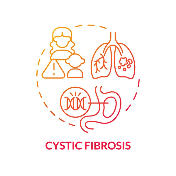 stock vector Cystic fibrosis red gradient concept icon. Respiratory and digestive systems. Hered gradientitary disease abstract idea thin line illustration. Isolated outline drawing. Myriad Pro-Bold font used