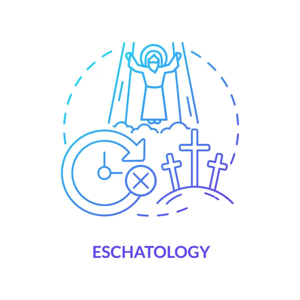 Eschatologia Ikona Niebieskiego Gradientu Badanie Ludzkiego Przeznaczenia Nadzieja Dla Wierzących — Wektor stockowy
