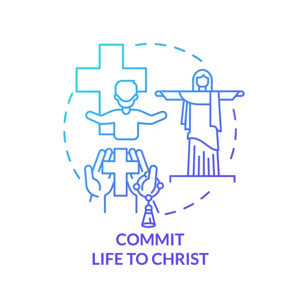 Encomienda Vida Cristo Icono Concepto Gradiente Azul Confía Dios Amor — Archivo Imágenes Vectoriales