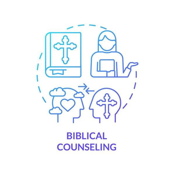 Icône Concept Dégradé Bleu Conseil Biblique Croyants Soins Communautaires Soutien — Image vectorielle