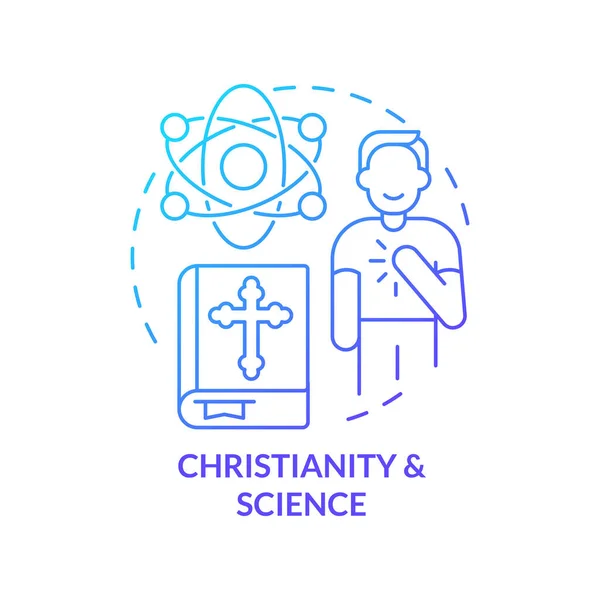 Χριστιανισμός Και Επιστήμη Μπλε Κλίση Έννοια Εικονίδιο Ένωση Πίστης Και — Διανυσματικό Αρχείο