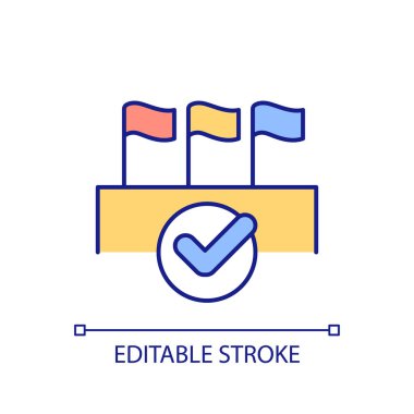 Uluslararası anlaşma RGB renk simgesi. Küresel ortaklık Sürdürülebilir gelişme. Ülkeler arası işbirliği. İzole vektör çizimi. Basit bir çizgi çizimi. Düzenlenebilir vuruş