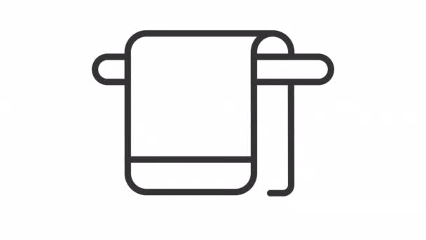 Κινούμενη Πετσέτα Γραμμική Εικόνα Κρεμάστρας Υφάσματα Μπάνιου Κάνω Μπάνιο Υπηρεσία — Αρχείο Βίντεο
