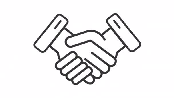 Lineární Animace Podání Ruky Obchodní Partnerství Smlouva Uzavřena Vyjednávací Schopnosti — Stock video