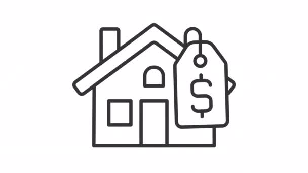 Casa Precio Animación Lineal Comprando Casa Coste Construcción Valor Propiedad — Vídeos de Stock