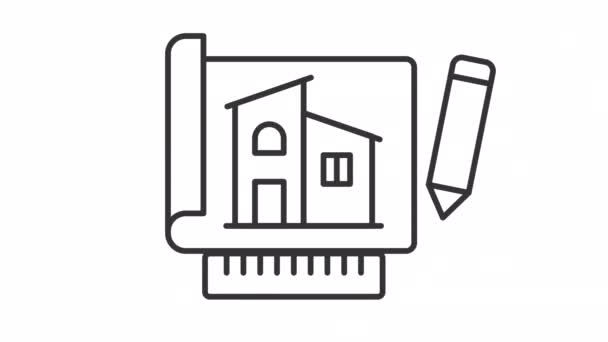 Lineární Animace Projektu House Architektonický Plán Stavební Průmysl Developerská Bezešvé — Stock video