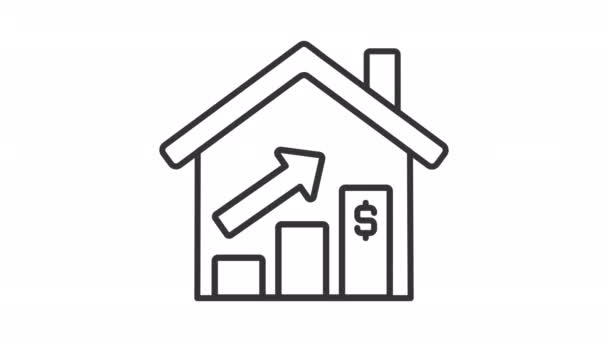 Animace Trhu Bydlením Rostoucí Hodnota Nemovitosti Změna Ceny Nemovitostí Stavební — Stock video