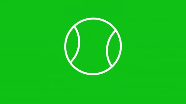 Анимированный Значок Белой Линии Спортивной Экипировки Прыгающий Вращающийся Мяч Летний — стоковое видео