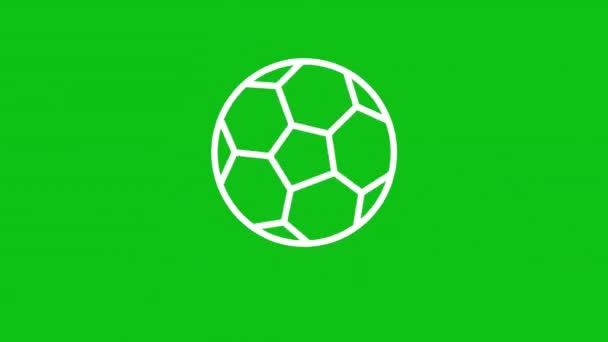 Animowana Ikona Piłki Nożnej Białej Linii Odbijająca Obracająca Się Piłka — Wideo stockowe