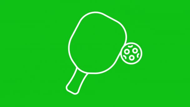 Pickleball White Line Animation Paddle Strokes Ball Mix Badminton Tennis — Stock Video
