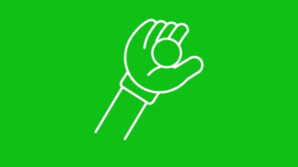 Honkbal Witte Lijn Animatie Vangstbal Met Handschoen Sportactiviteiten Buitenshuis Apparatuur — Stockvideo
