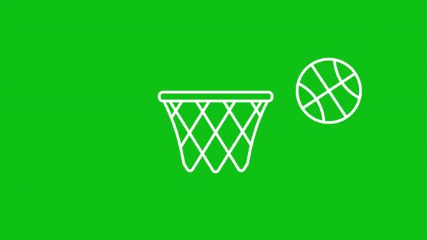 Безкоштовна Анімація Білої Лінії Баскетбольна Гра Куля Кошик Спортивна Діяльність — стокове відео