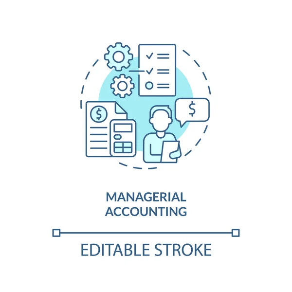 Stock vector Managerial accounting turquoise concept icon. Decision making. Financial performance abstract idea thin line illustration. Isolated outline drawing. Editable stroke. Arial, Myriad Pro-Bold fonts used