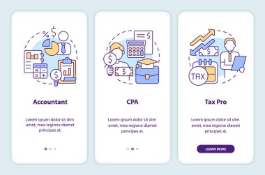 Mobil uygulama ekranında muhasebe kariyeri. Nitelikler. Doğrusal kavramlarla birlikte düzenlenebilir grafik yönergelerini gezdir. UI, UX, GUI şablonu. Kullanılan sayısız Pro-Kalın, Düzenli yazı tipleri