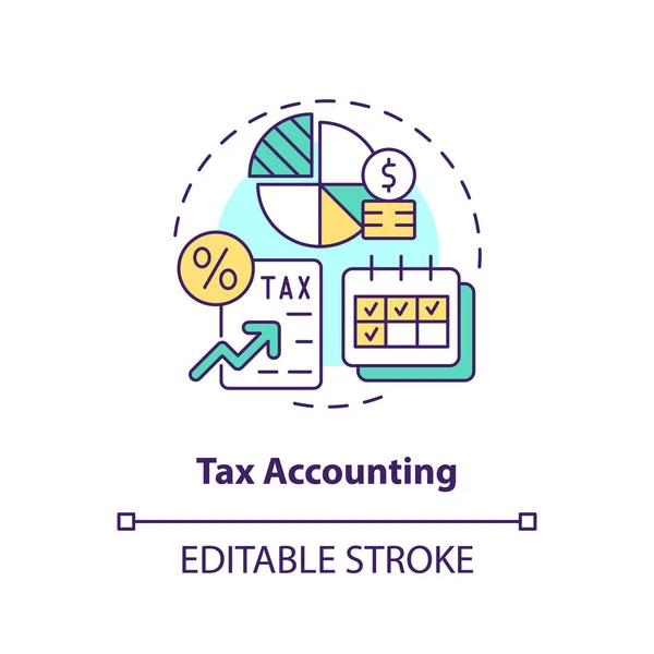 stock vector Tax accounting concept icon. Regular payments. Taxation. Tracking spending abstract idea thin line illustration. Isolated outline drawing. Editable stroke. Arial, Myriad Pro-Bold fonts used