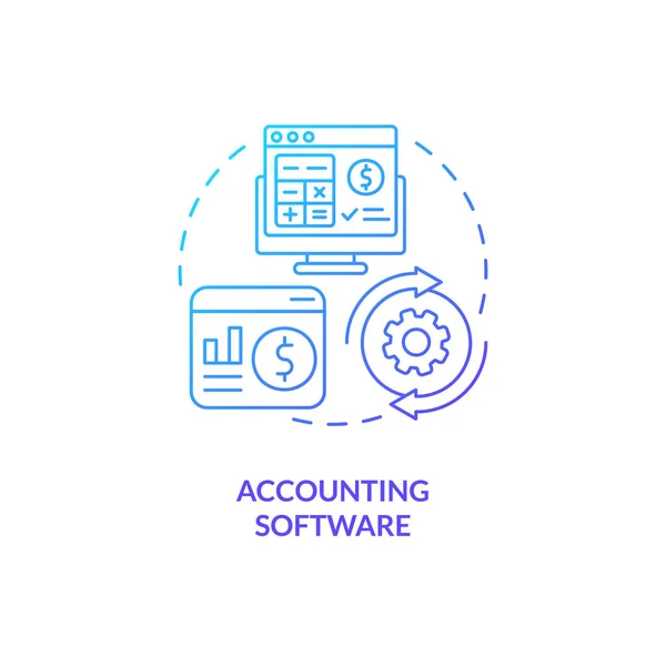 Boekhoudsoftware Blauw Gradiënt Concept Icoon Computerprogramma Business Accounting Management Abstract — Stockvector
