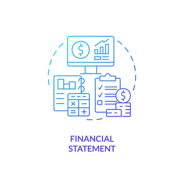Icône Concept Dégradé Bleu Des États Financiers Performance Commerciale Élément — Image vectorielle