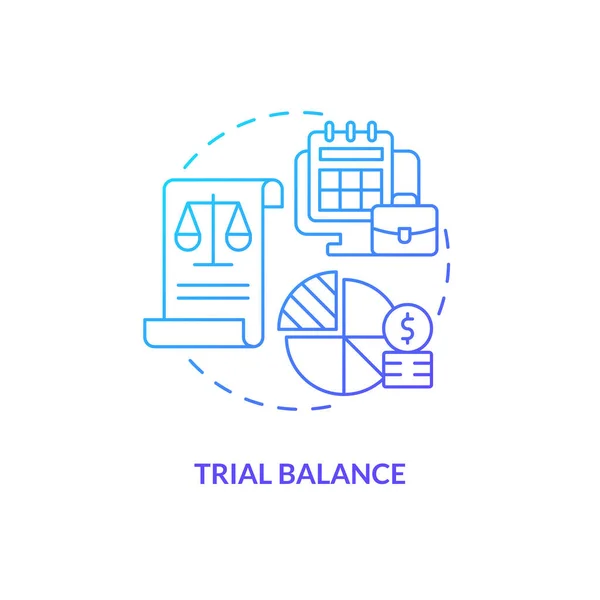 Trial Equilíbrio Ícone Conceito Gradiente Azul Informação Financeira Correcta Elemento — Vetor de Stock