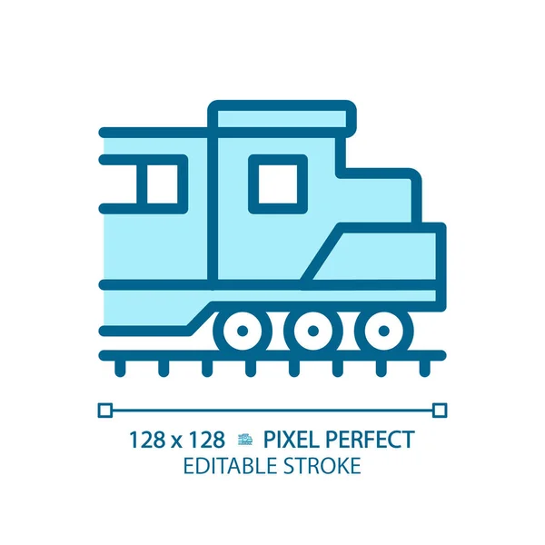 stock vector Locomotive pixel perfect blue RGB color icon. Diesel engine. Freight train. Rail transport vehicle. Power car. Isolated vector illustration. Simple filled line drawing. Editable stroke