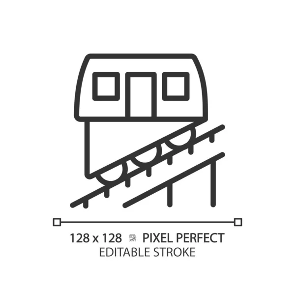 Funicular Pixel Perfect Linear Icon Cable Railway System Public Transport — Stock Vector