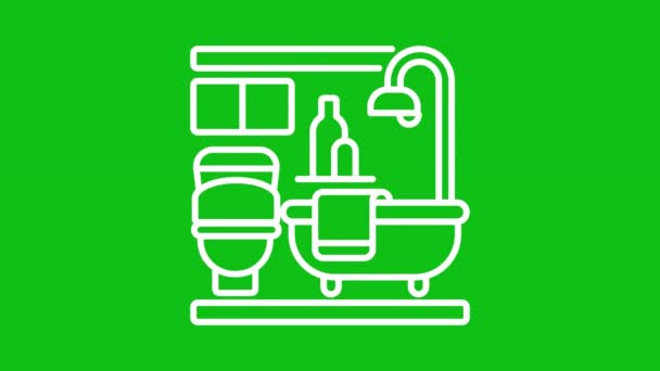 Biała Linia Kąpieli Wnętrze Łazienki Wanna Toaleta Notowania Nieruchomości Bezproblemowa — Wideo stockowe