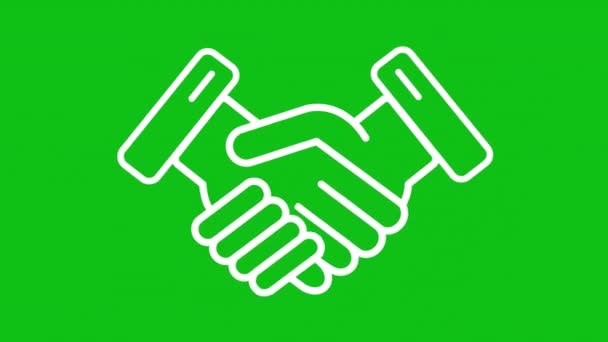 Handshake White Line Animation Geschäftspartnerschaft Vertragsvereinbarung Verhandlungsgeschick Nahtlose Schleife Video — Stockvideo