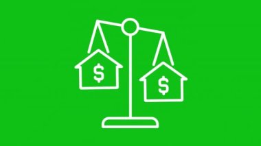 Emlak fiyatları beyaz animasyon. Maliyet yaklaşımı. Ev değerlendirmesi. Piyasa değeri. Şeffaf arkaplanda alfa kanalı olan kusursuz HD video. Gece kipi için canlandırılmış taslak simgesi