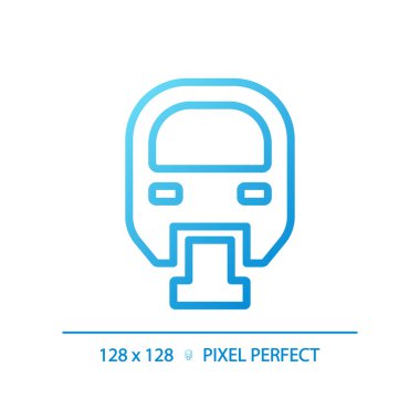 Tek raylı piksel mükemmel gradyan vektör simgesi. Hızlı tren. Işınlama sistemi. Mono ray. Akıllı şehir. İnce çizgi renk sembolü. Modern tarz pictogram. Vektör izole çizimi