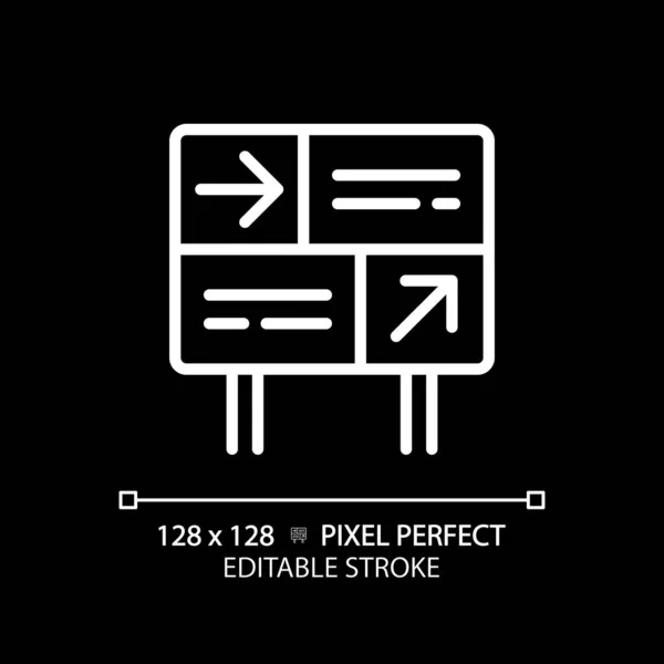 Wegweiser Pixel Perfekte Weiße Lineare Symbol Für Dunkles Thema Bahnhof — Stockvektor