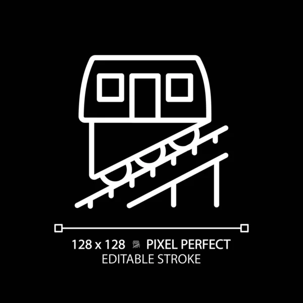 Standseilbahn Pixel Perfekte Weiße Lineare Symbol Für Dunkles Thema Seilbahn — Stockvektor