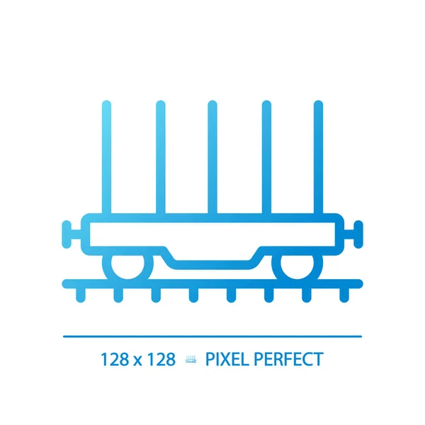 Flatcar Pixel Perfect Gradient Linear Vector Icon Freight Railroad Car — Stock Vector
