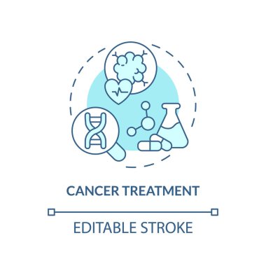 Cancer treatment turquoise concept icon. Innovative solutions in oncology treatment. Application of precision medicine abstract idea thin line illustration. Isolated outline drawing. Editable stroke clipart