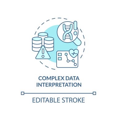 Karmaşık veri yorumlama turkuvaz konsept simgesi. Araştırmadaki hatalar. Hassas tıp zorluğu ve sınırlama fikri ince çizgi çizimi. İzole bir taslak çizim. Düzenlenebilir vuruş
