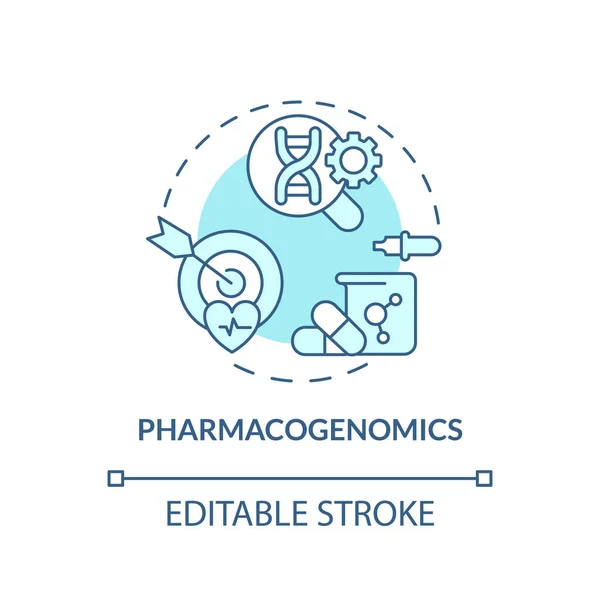 Pharmacogenomics Türkisfarbenes Konzeptsymbol Gene Beeinflussen Das Ansprechen Auf Medikamente Gesundheitswesen — Stockvektor