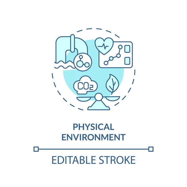 stock vector Physical environment turquoise concept icon. Quality of air, water and housing. Social determinant of health abstract idea thin line illustration. Isolated outline drawing. Editable stroke