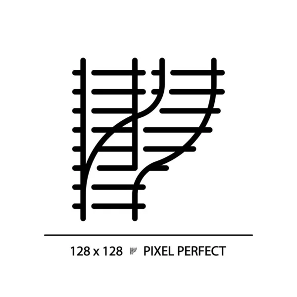 Railroad Switch Pixel Perfect Black Glyph Icon Rail Turnout Railway — Stock Vector