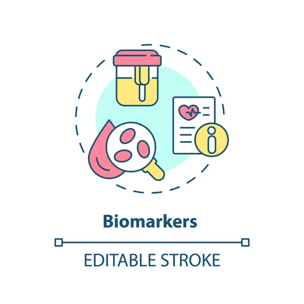 stock vector Biomarkers concept icon. Measurable indicators of disease. Innovations in patient examination. Precision medicine factor abstract idea thin line illustration. Isolated outline drawing. Editable stroke