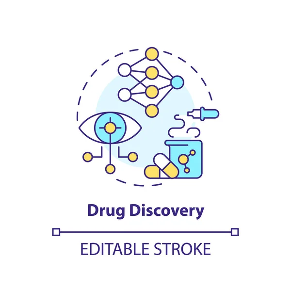 Ícone Conceito Descoberta Drogas Identificação Novos Objectivos Para Desenvolvimento Farmácia —  Vetores de Stock