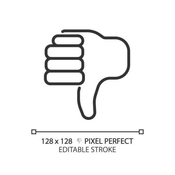 Kciuki Dół Pikseli Idealna Ikona Liniowa Negatywna Ocena Produktu Wykonywanie — Wektor stockowy